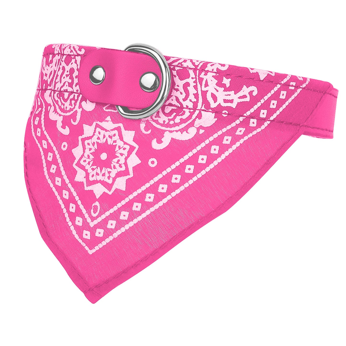 Dog Bandana Collar with Adjustable Leather Strap