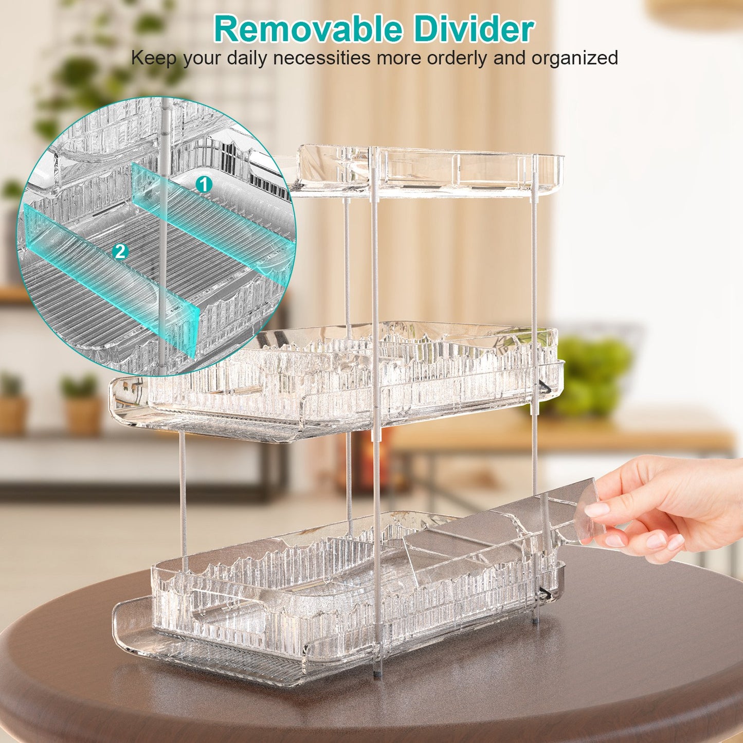 3-Tier Clear Bathroom Organizer with Drawers (2-Pack)