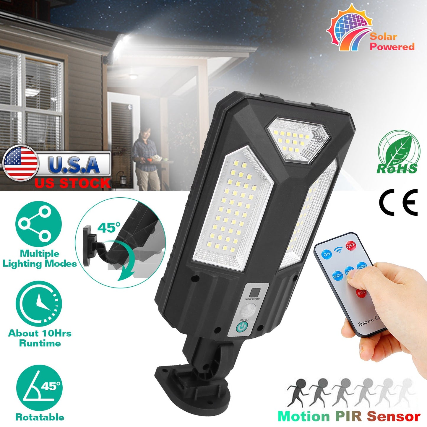 Solar Wall Light with Motion Sensor and Remote Control