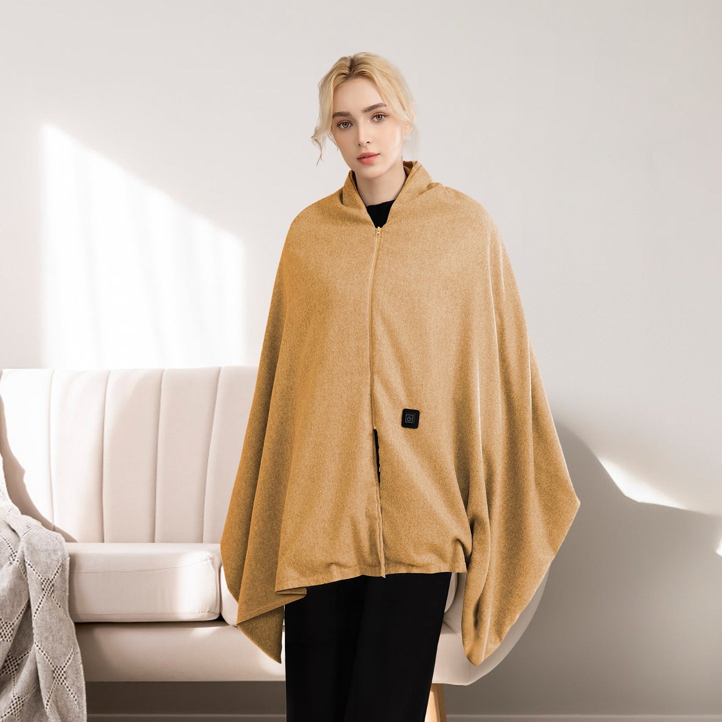 USB Heated Shawl with 3 Heat Levels and Zipper