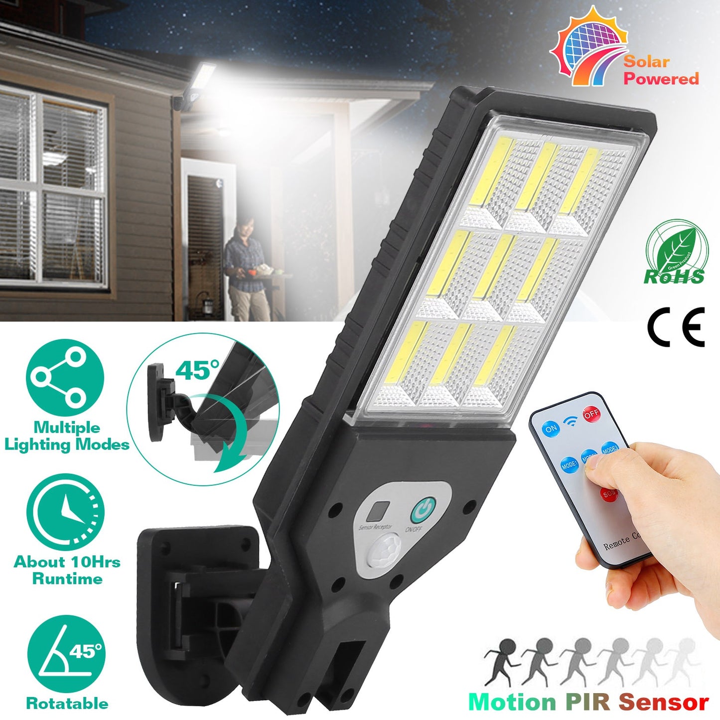 Solar Wall Light with Motion Sensor and Remote Control