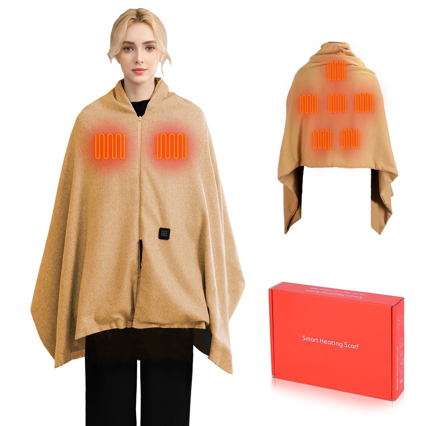 USB Heated Shawl with 3 Heat Levels and Zipper