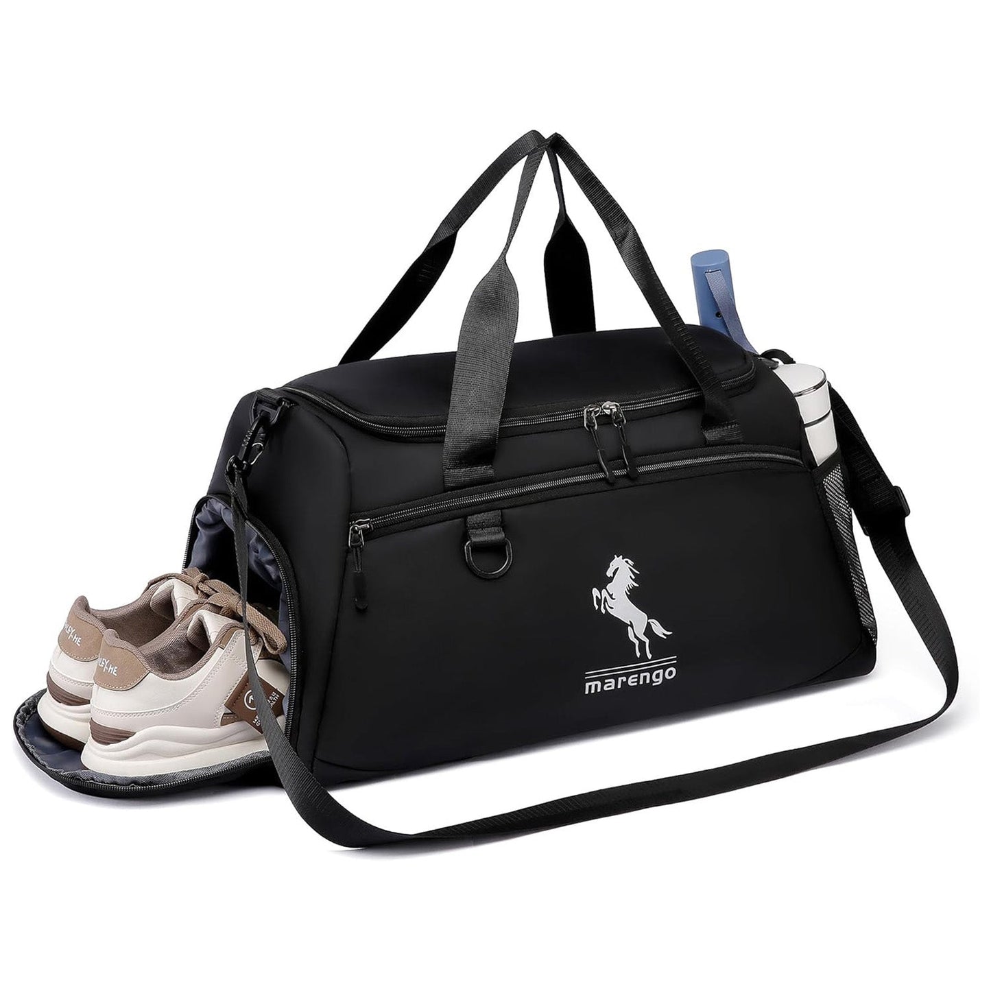 Gym Duffle Bag with Shoe Compartment & Wet Pocket 37L