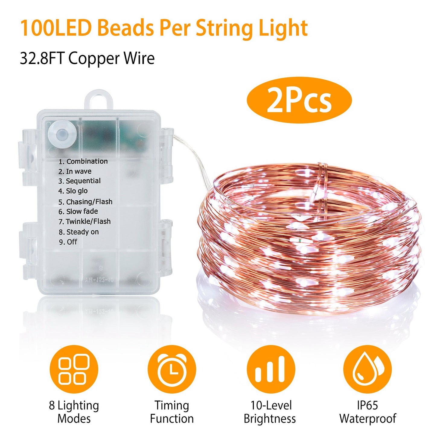 LED String Lights 100 LEDs 32.8ft Copper Wire with Remote