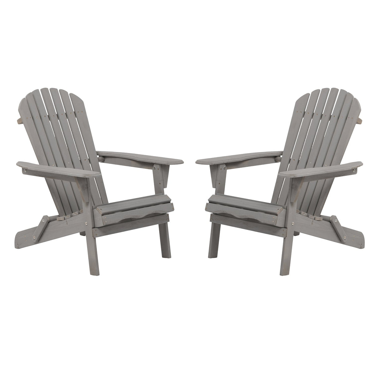 Folding Adirondack Chairs Set of 2 - Hemlock Wood Outdoor Seating