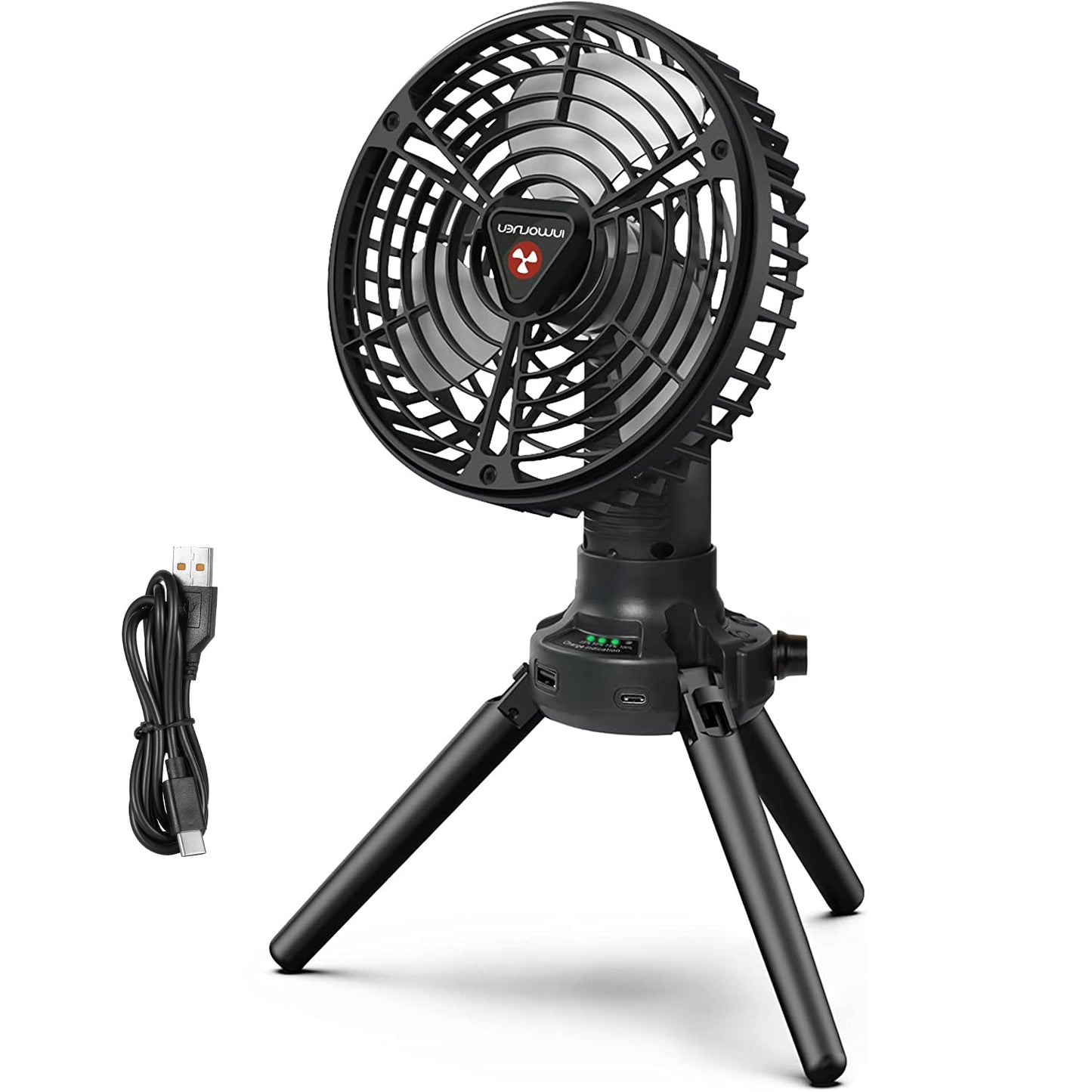 Camping Fan with LED Light & Power Bank - 270° Oscillating