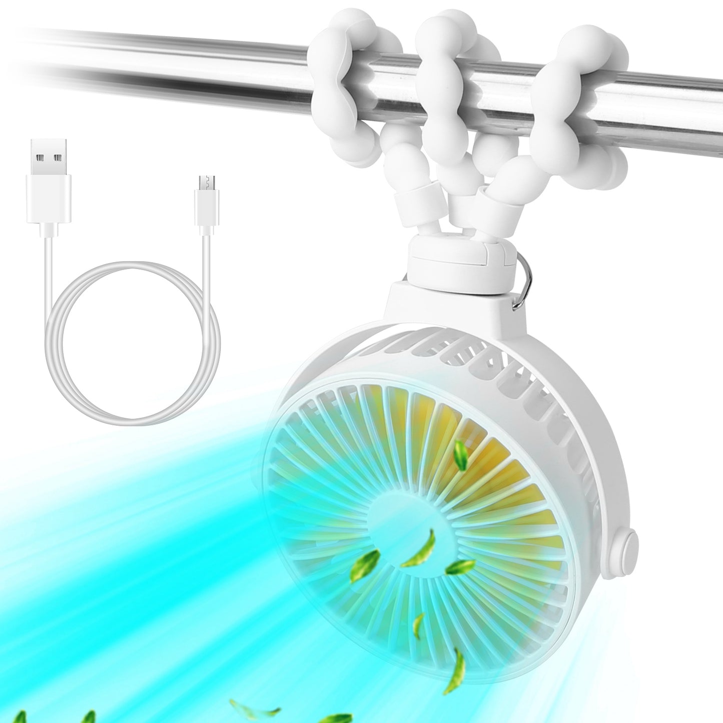 Portable Stroller Fan with Flexible Tripod & Rechargeable Battery
