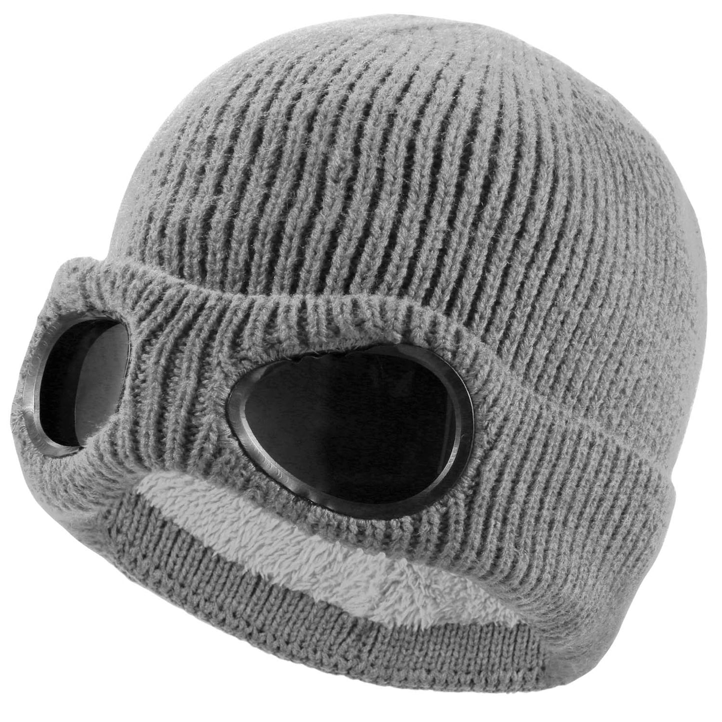 Knit Beanie Hat with Goggle - Warm Winter Skull Cap