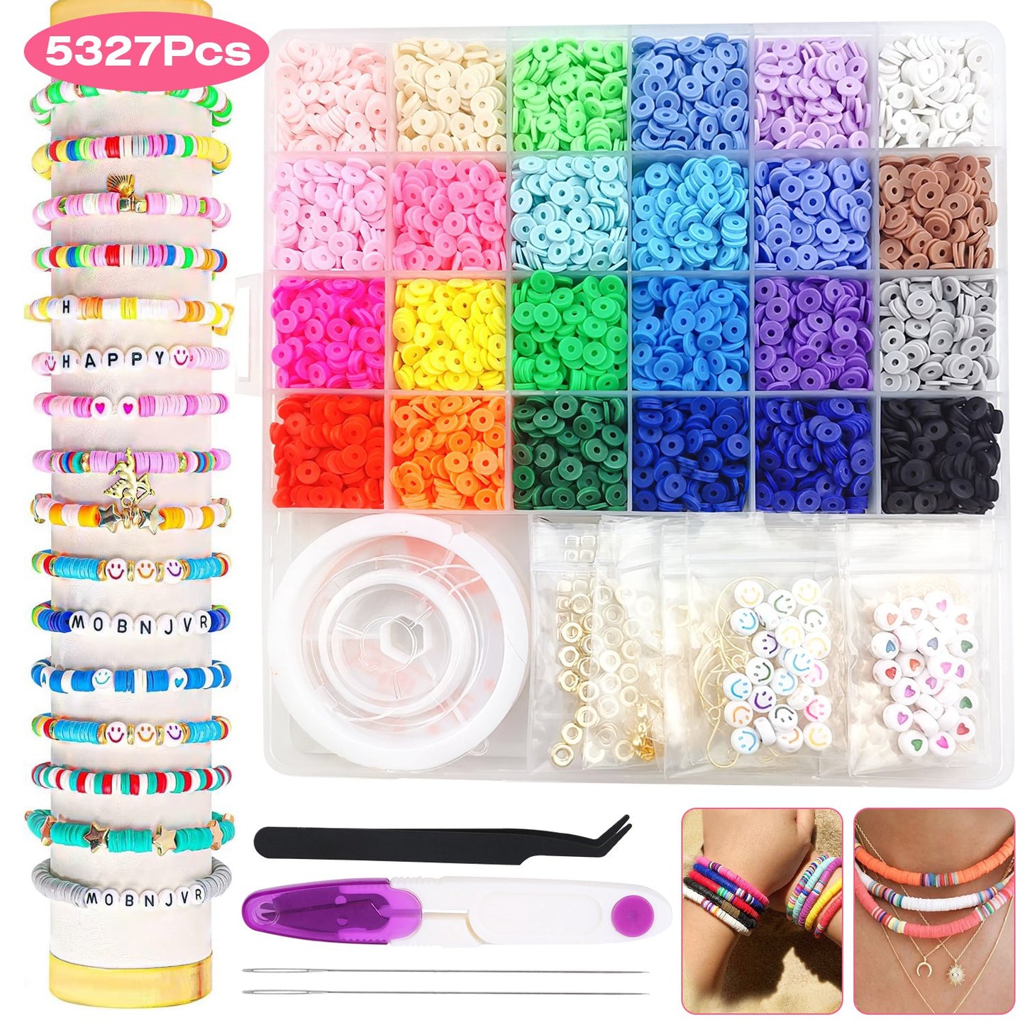 Clay Beads Bracelet Making Kit with 5327 Pieces