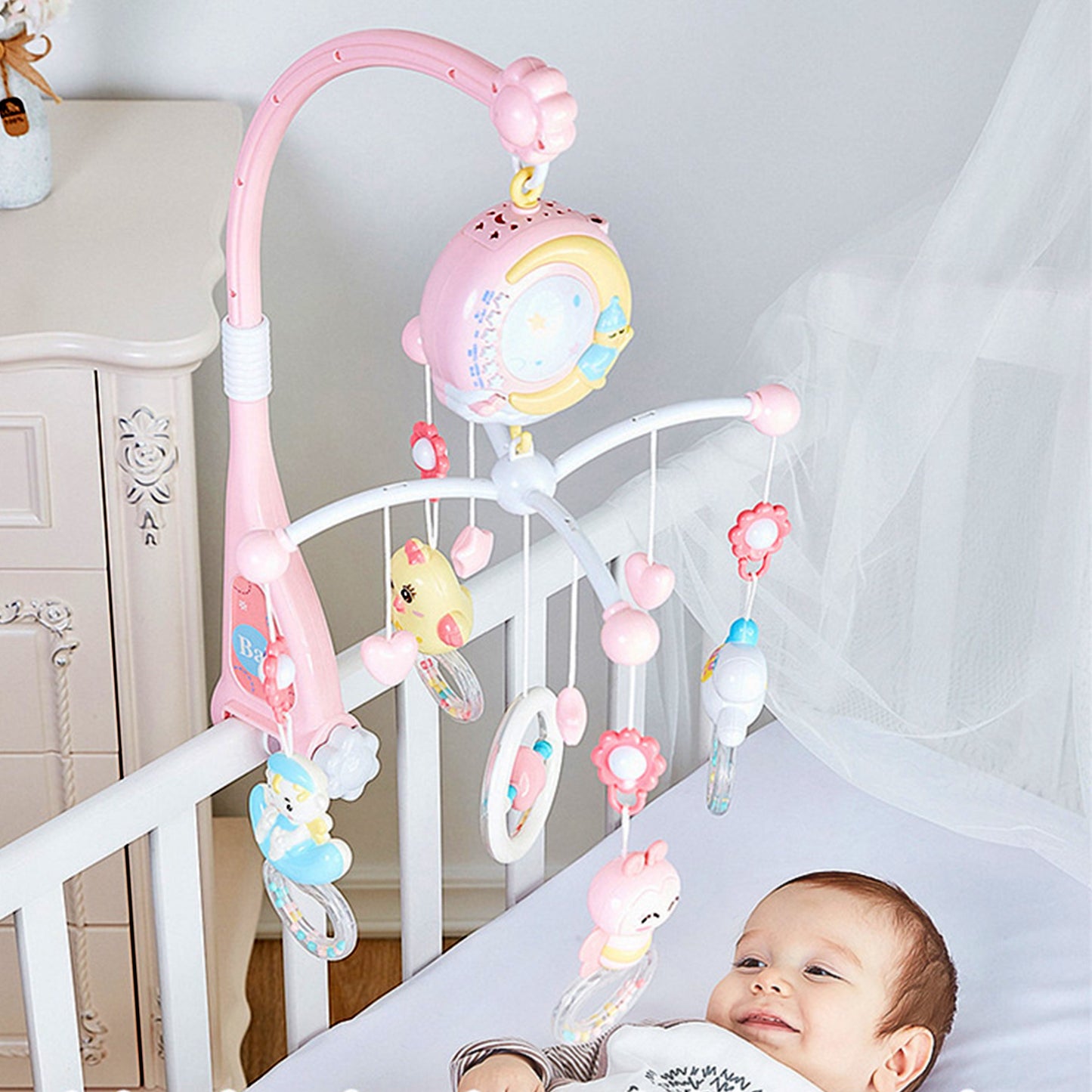 Musical Crib Mobile with Star Projector & Remote Control