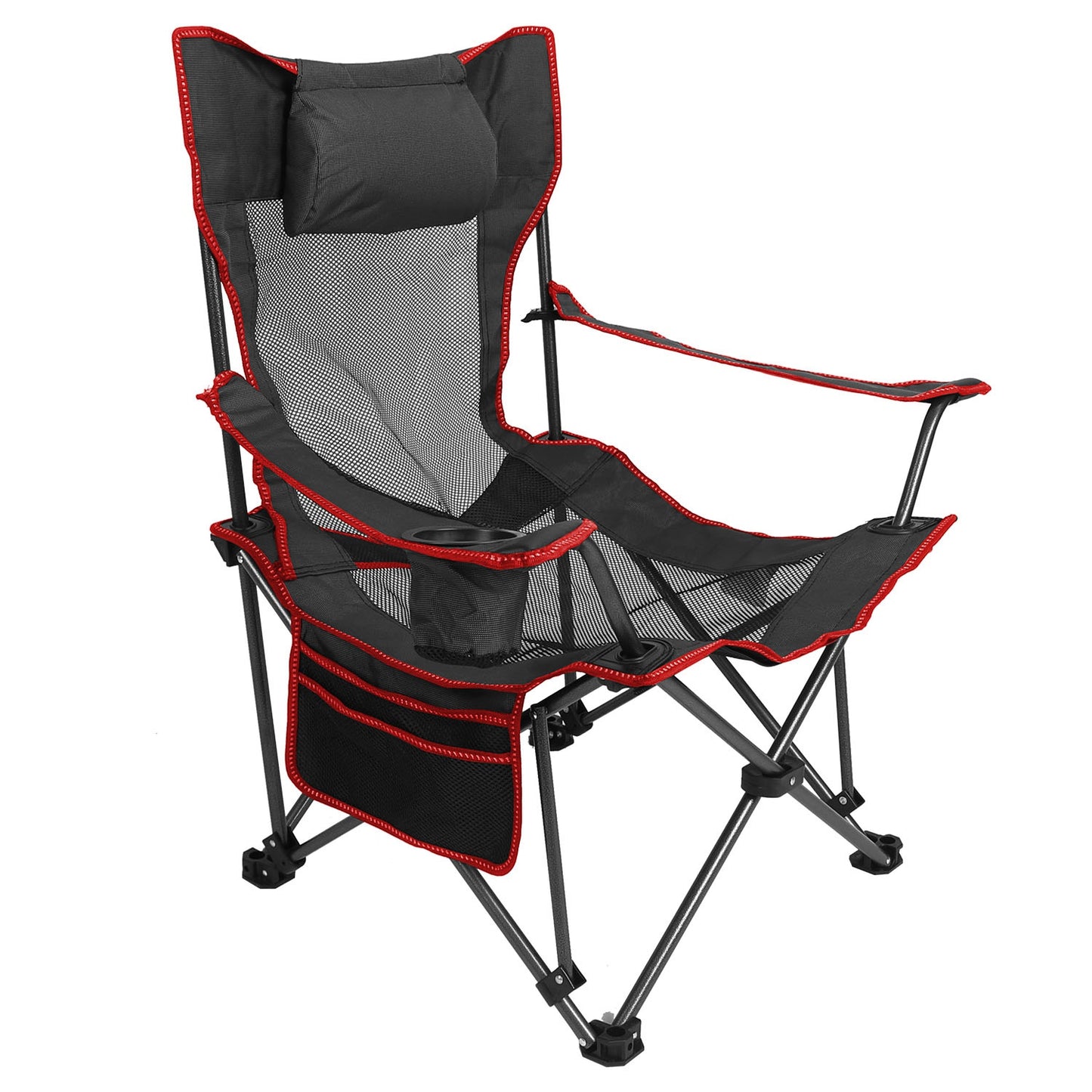 Foldable Camping Chair with Reclining Backrest - 330 LBS Capacity