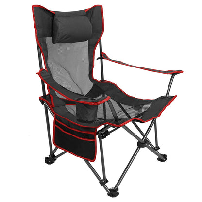 Foldable Camping Chair with Reclining Backrest - 330 LBS Capacity
