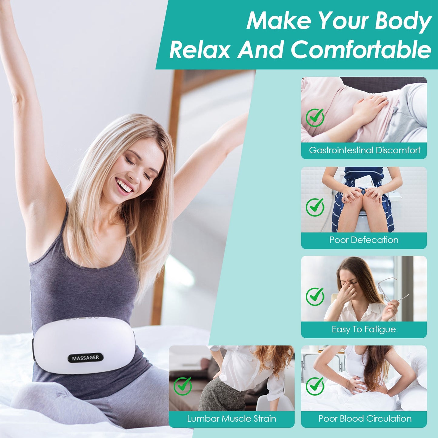 Abdominal Massager with Bian Stone, Red Light & Heat Therapy