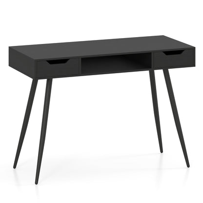 42.5" Mid Century Modern Writing Desk with Metal Leg and Drawers