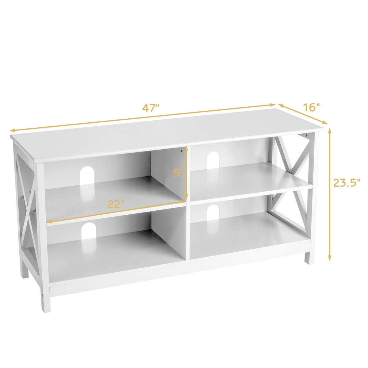 Wooden TV Stand Entertainment for TVs up to 55 Inch with X-Shaped Frame