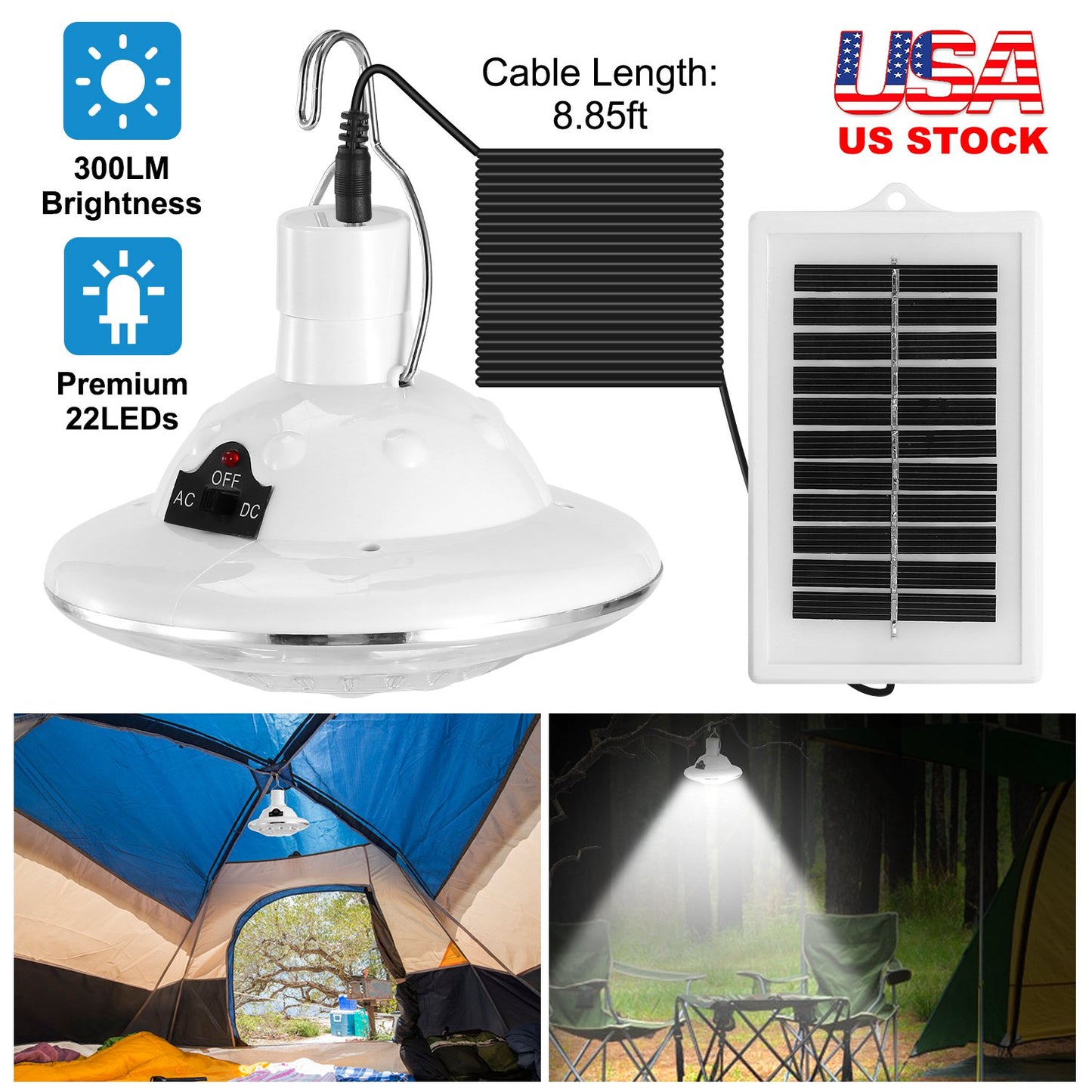 Solar Camping Lantern with Remote Control & Hanging Hook