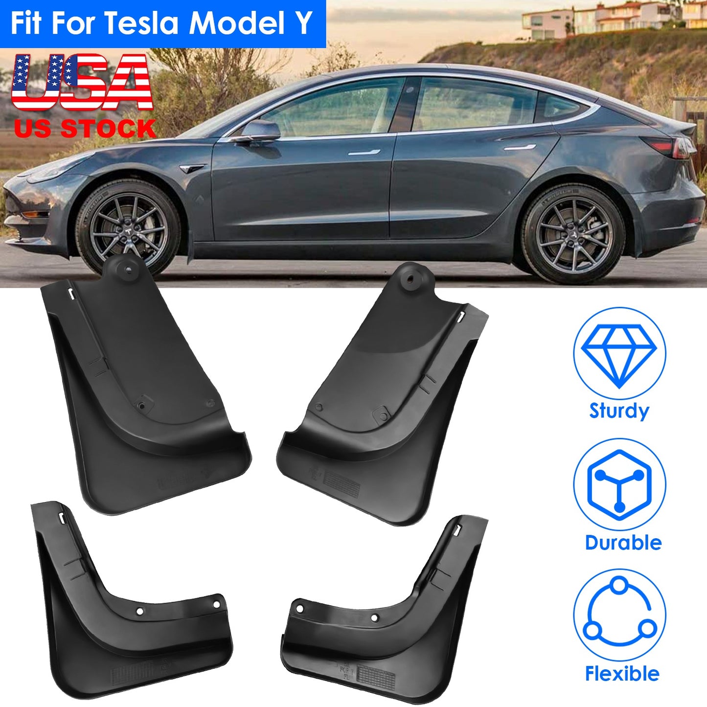 Mud Flaps for Tesla Model Y 2020-2023 No Drill Installation