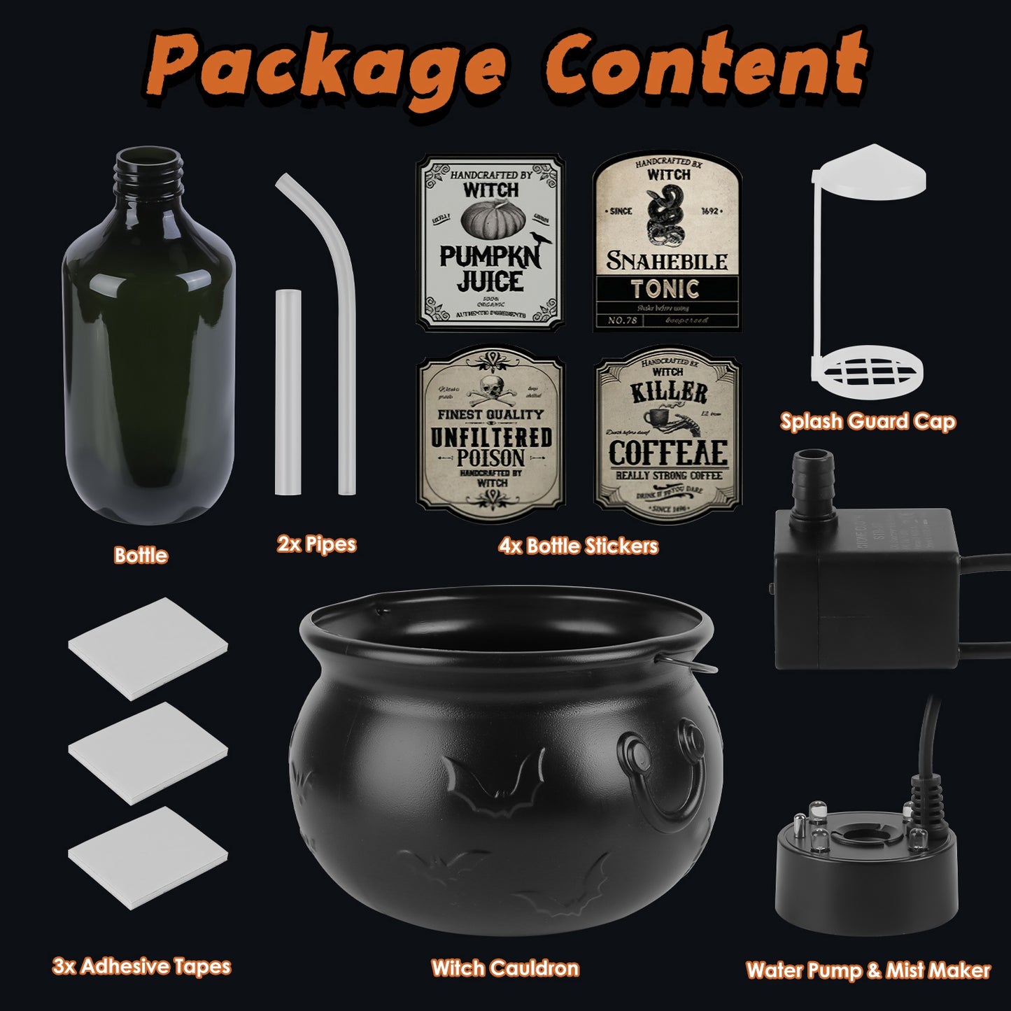 Floating Bottle Witch Cauldron with Mist Maker & Green Light