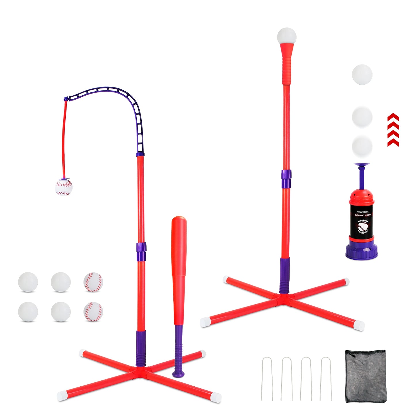 3-in-1 Baseball Toy Set with Adjustable Tee & Launcher