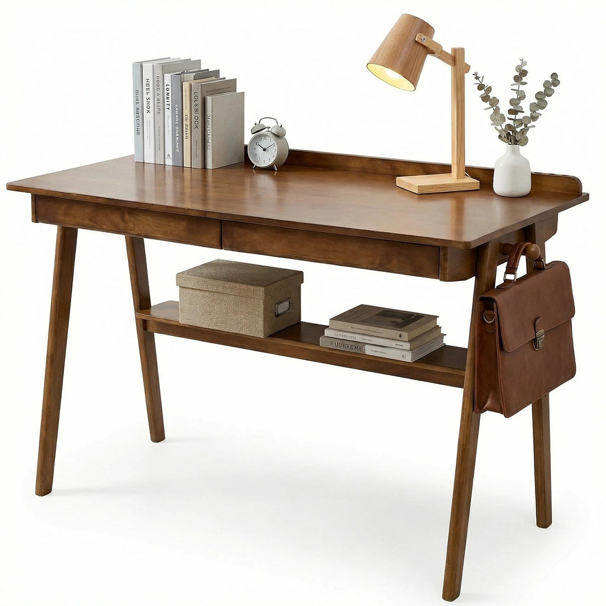 Solid Wood Desk with Drawers for Home Office
