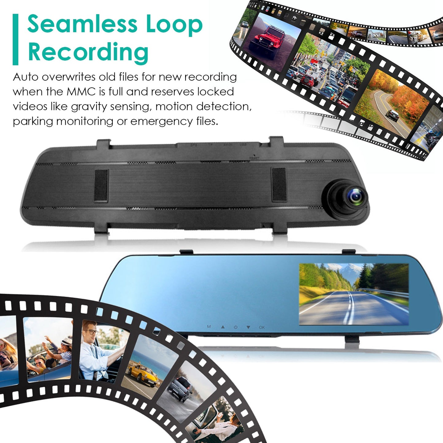 Dual Dash Cam 1080P Front & Rear with 4.3" Touch Screen