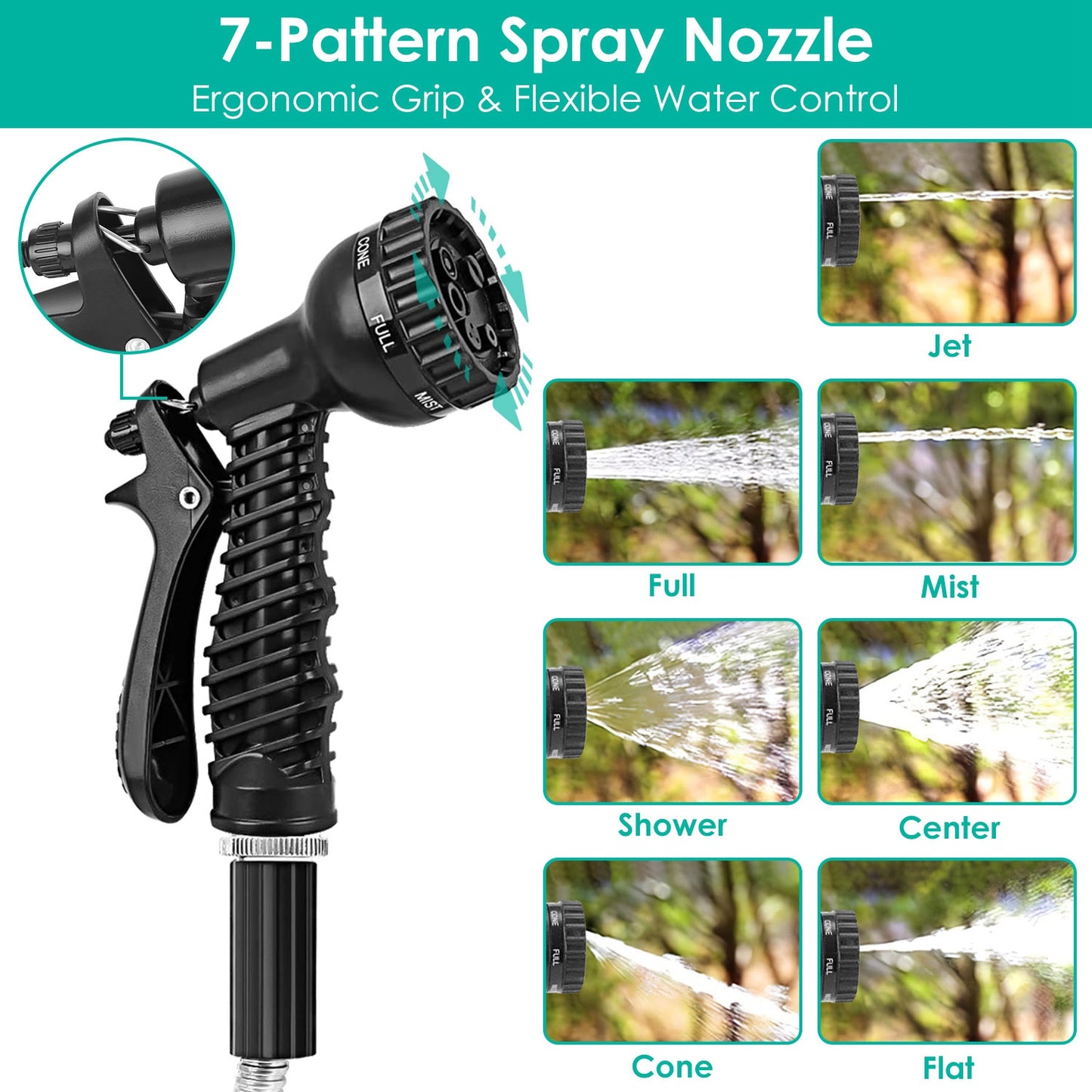 Stainless Steel Garden Hose with Dual Spray Nozzles