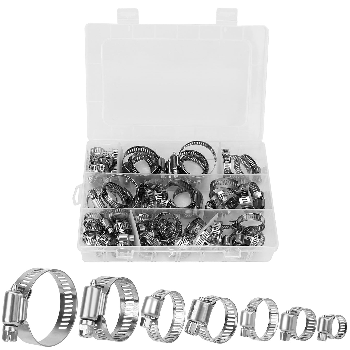 Hose Clamp Set 60-Piece Stainless Steel Adjustable Kit