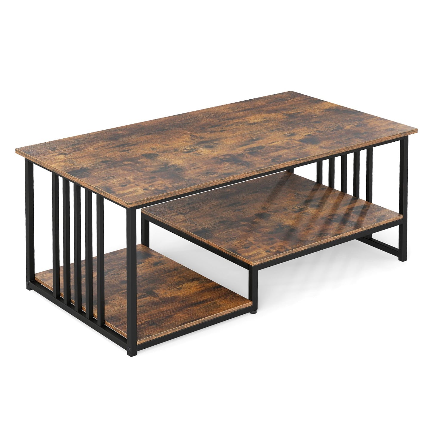 43.5" Coffee Table 2-Tier with Open Storage Shelf
