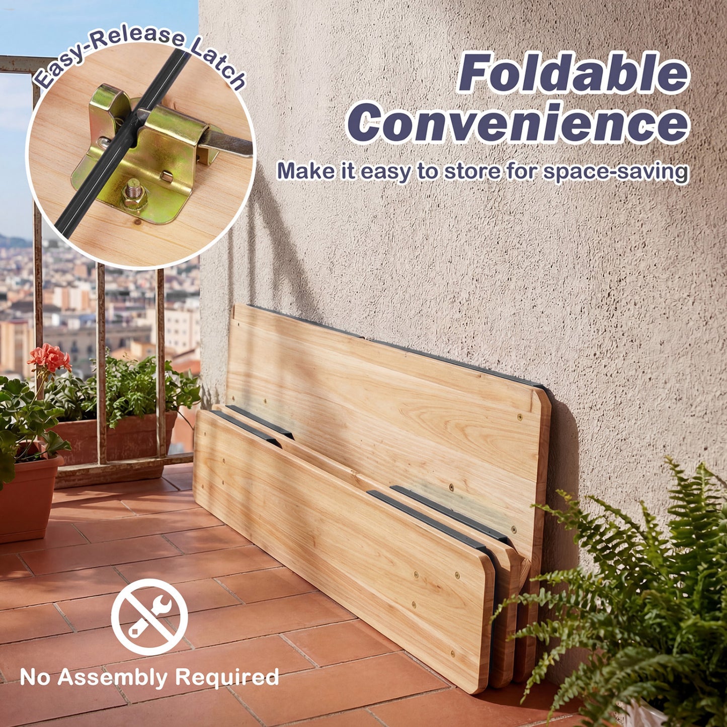Kids Folding Picnic Table & Bench Set - 43.5 Inch Wood