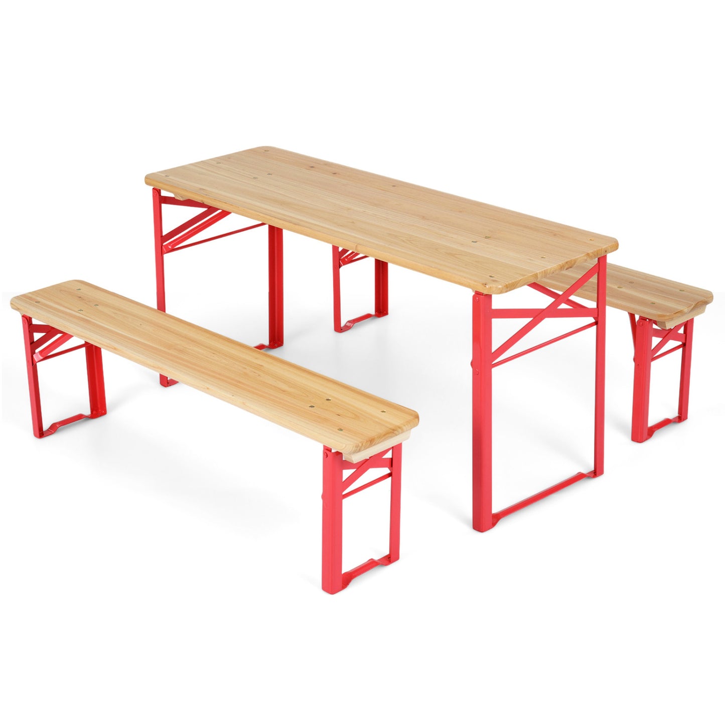 Kids Folding Picnic Table & Bench Set - 43.5 Inch Wood