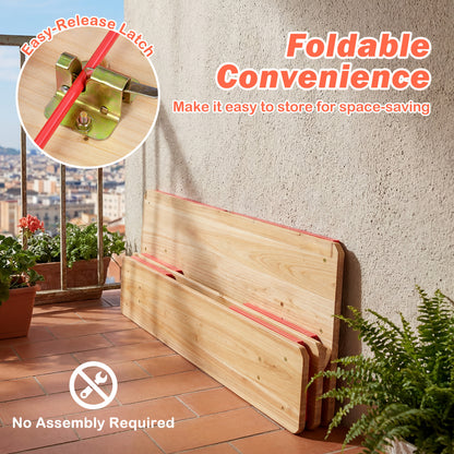 Kids Folding Picnic Table & Bench Set - 43.5 Inch Wood