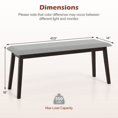 Upholstered Entryway Bench 43.5 Inch with Rubber Wood Frame