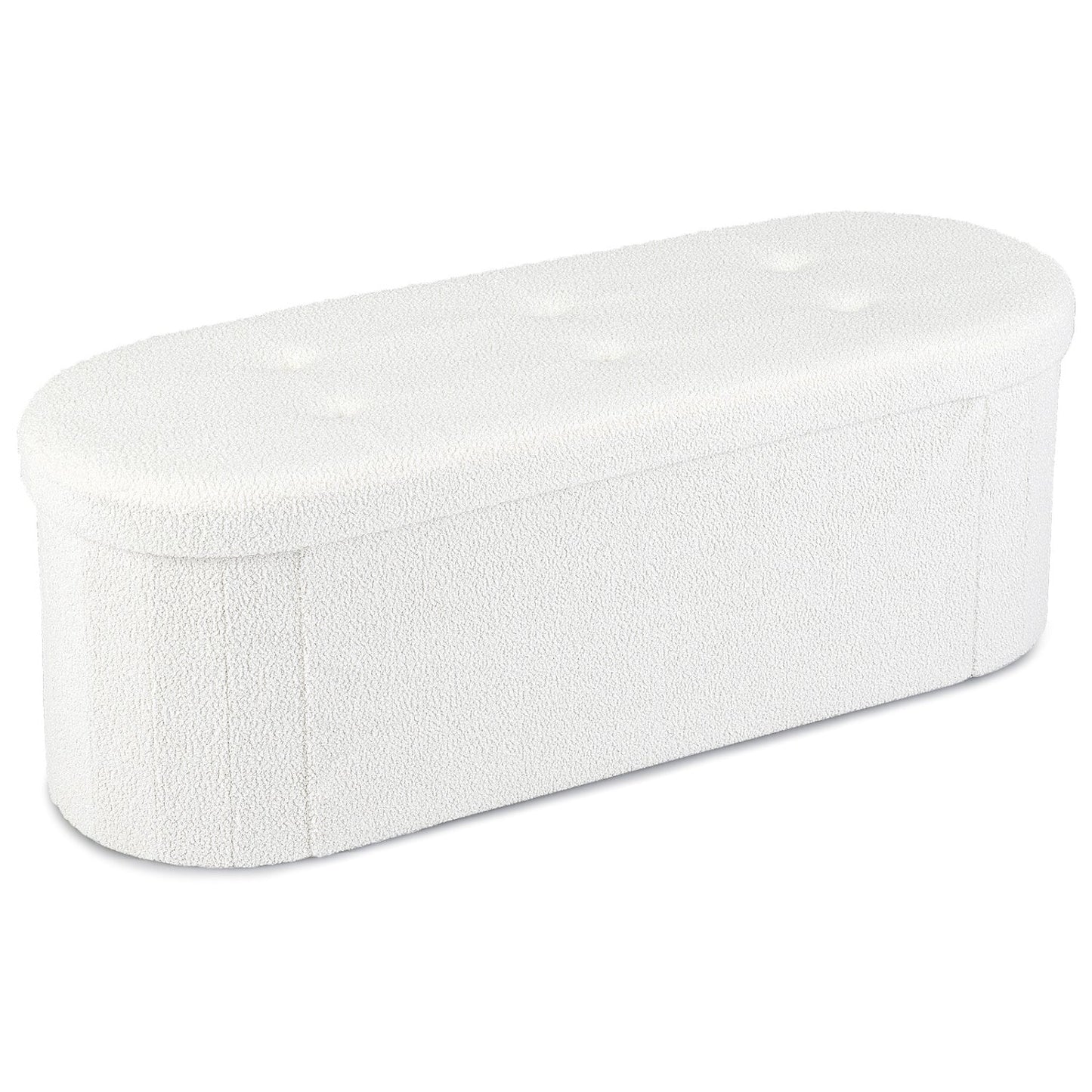 43" Folding Storage Ottoman Bench with Dividers - Teddy Fleece