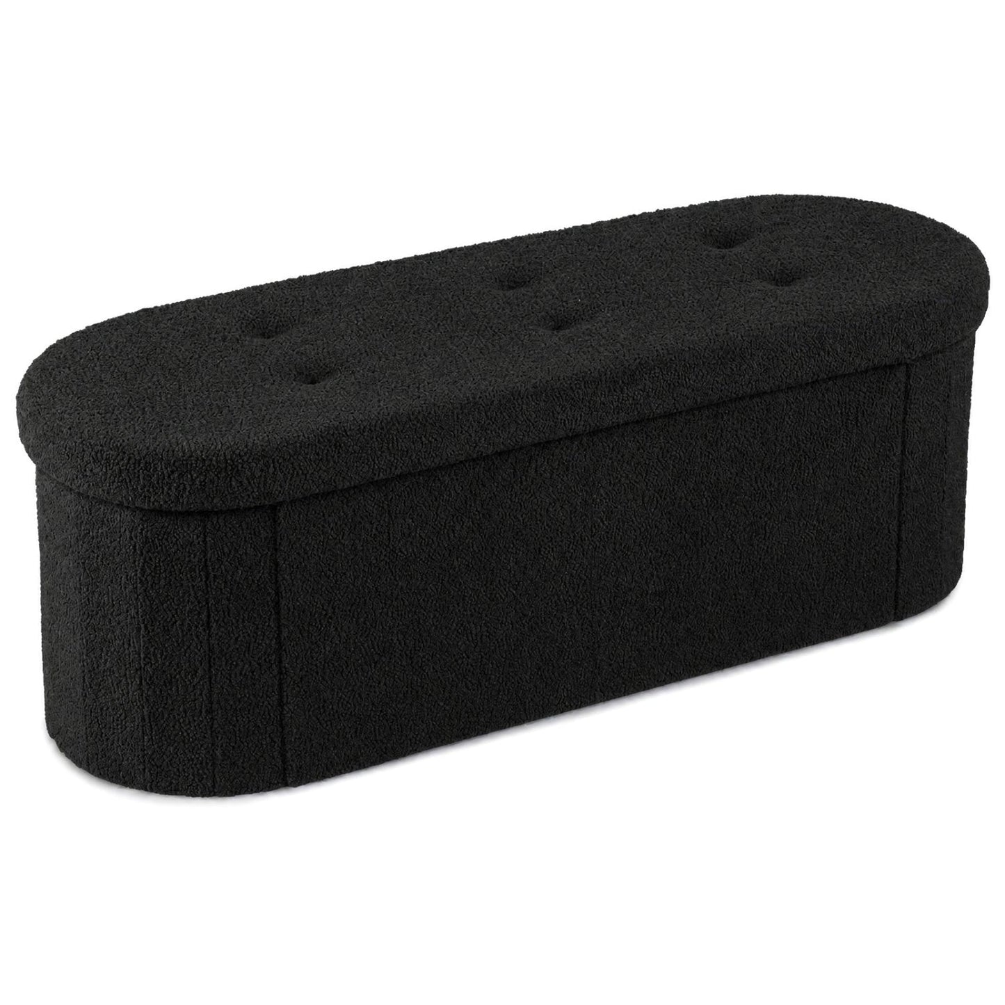 43" Folding Storage Ottoman Bench with Dividers - Teddy Fleece
