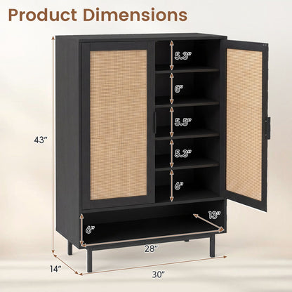 6-Tier Tall Shoe Cabinet with Double Doors - 43 Inch