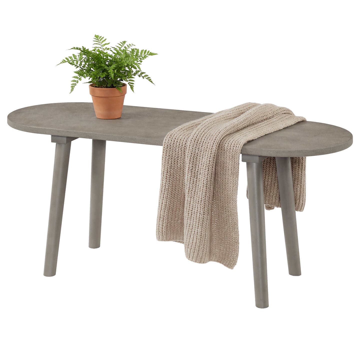 43-Inch Farmhouse Dining Bench with Rubber Wood Legs - Gray