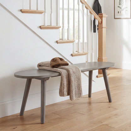 43-Inch Farmhouse Dining Bench with Rubber Wood Legs - Gray