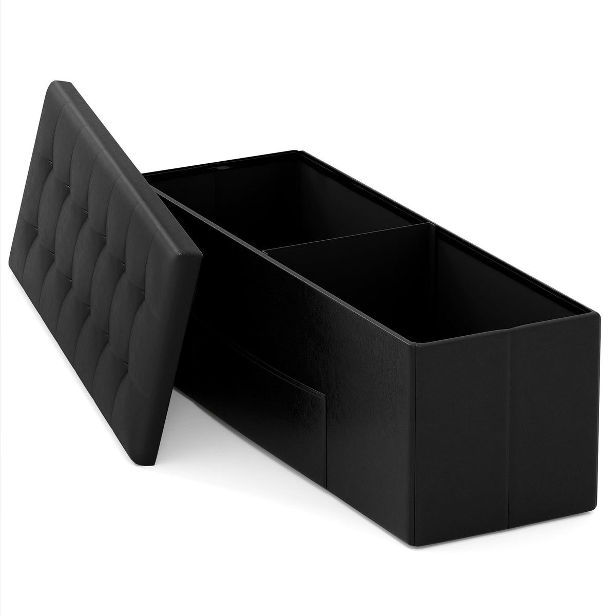 43 Inches Folding Storage Ottoman Bench Foot Rest Stool End of Bed Bench