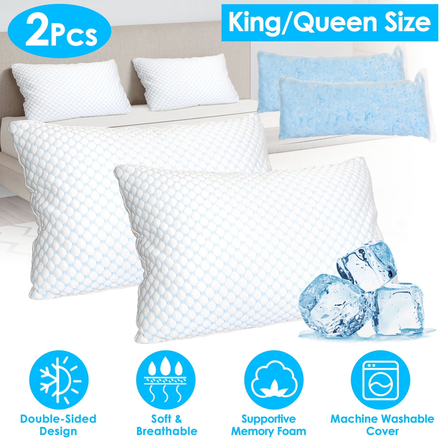 Adjustable Shredded Memory Foam Pillow with Cooling Cover
