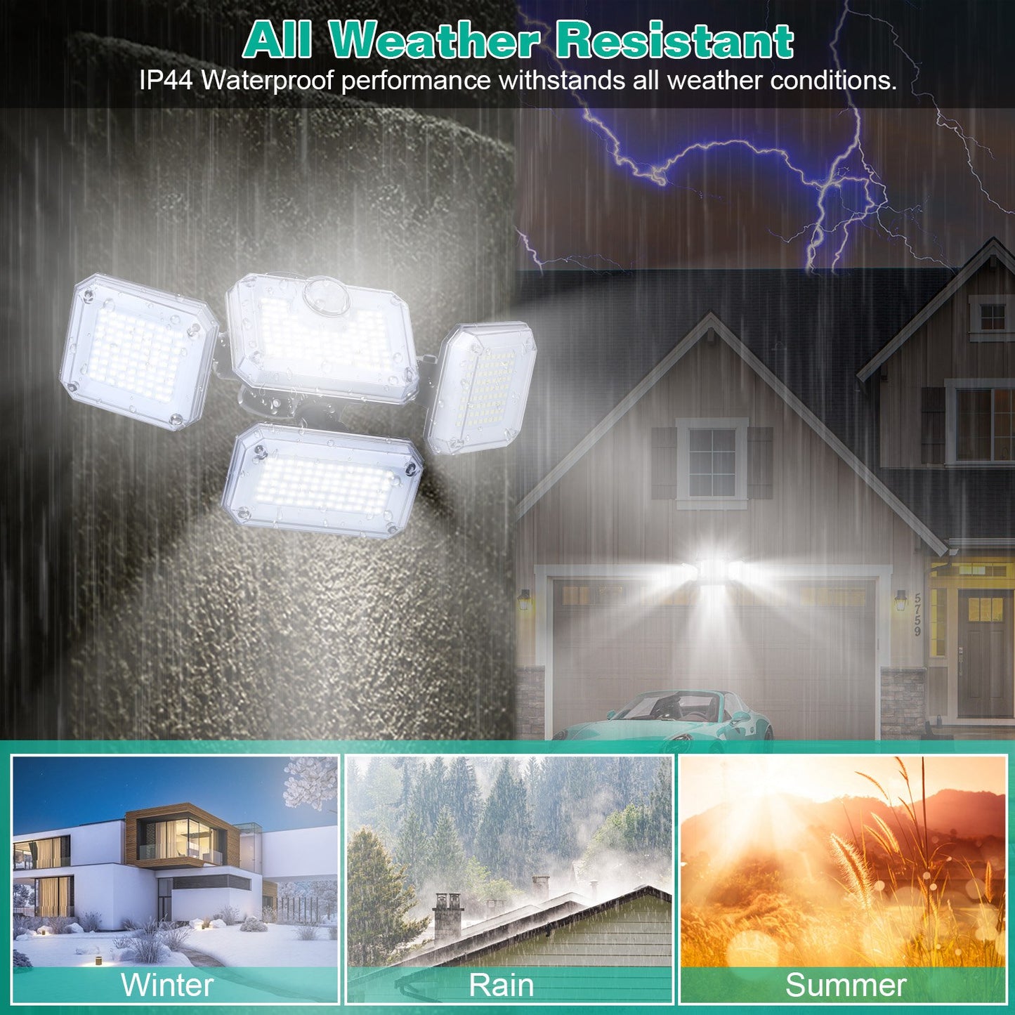 Solar Motion Sensor Wall Light 2-Pack with 333 LED Beads