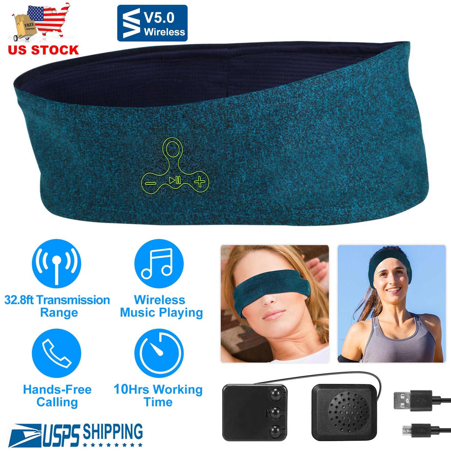 Wireless Sleep Headphones Headband with Bluetooth Speakers