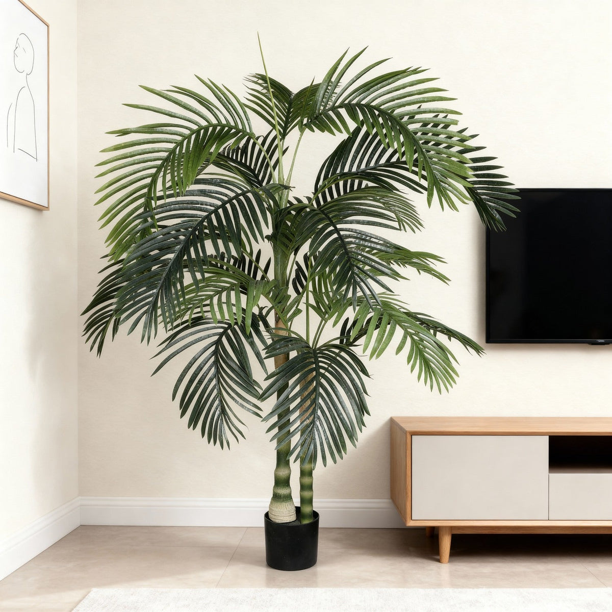 6FT Artificial Golden Cane Palm Tree with Black Pot