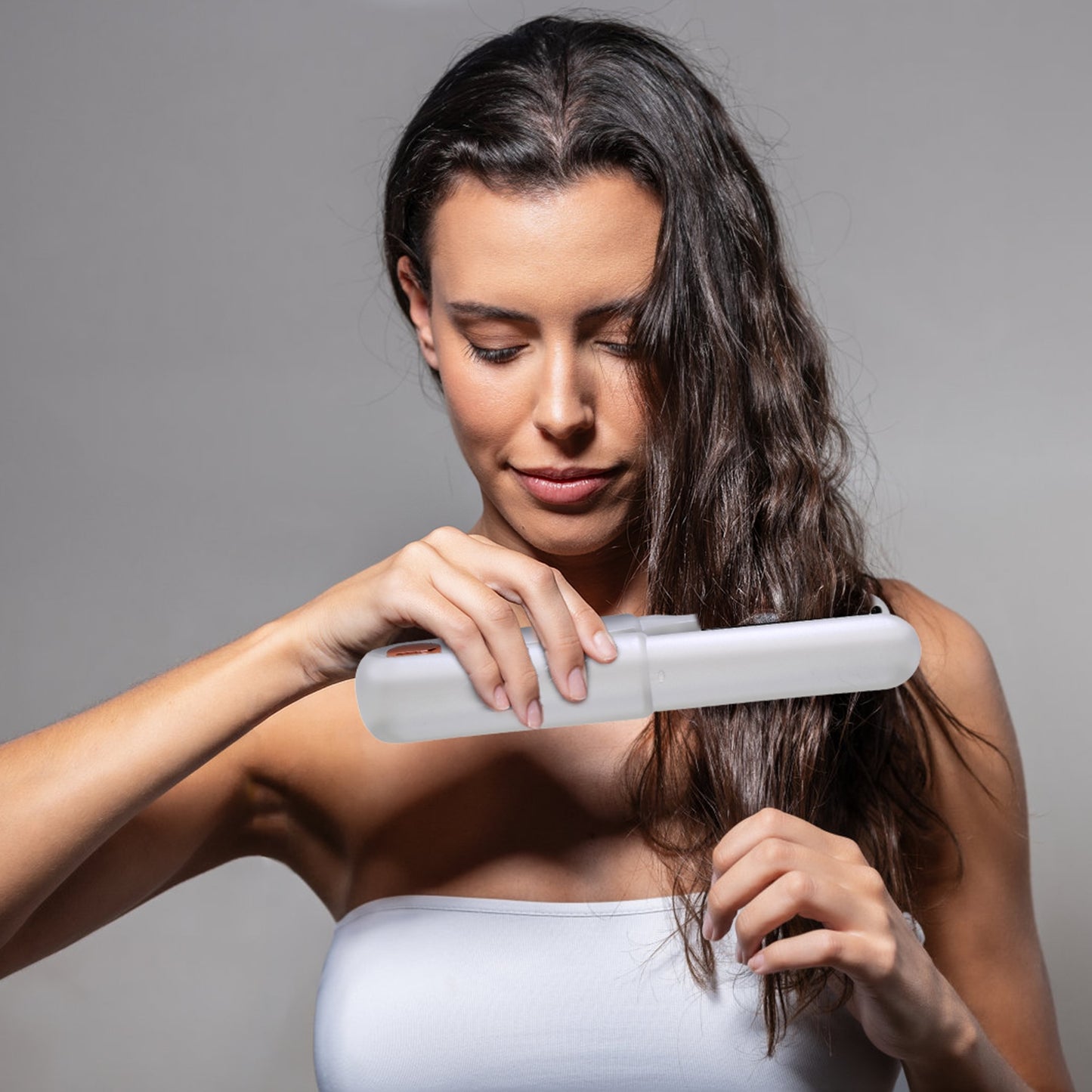 Cordless Hair Straightener Brush 2-in-1 Ceramic Flat Iron