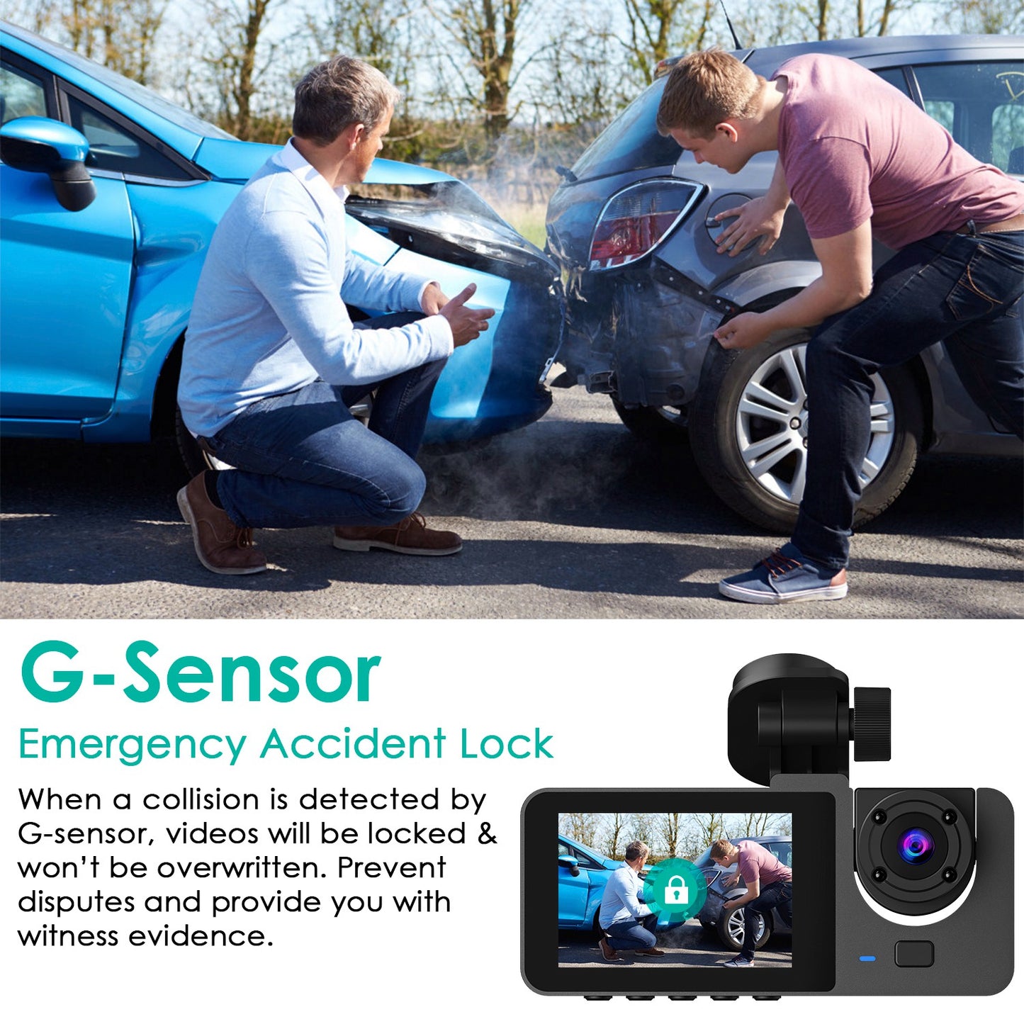 3-Channel Dash Cam with Front, Inside & Rear Cameras