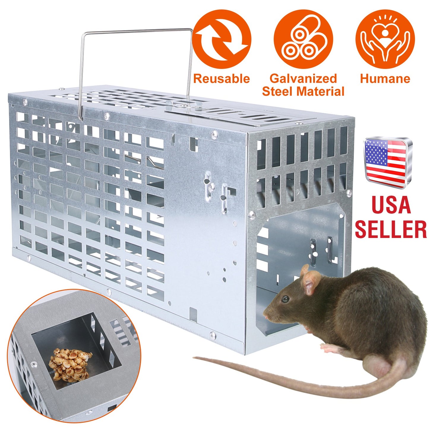Humane Live Mouse Trap - Reusable Metal Cage with Dual Doors