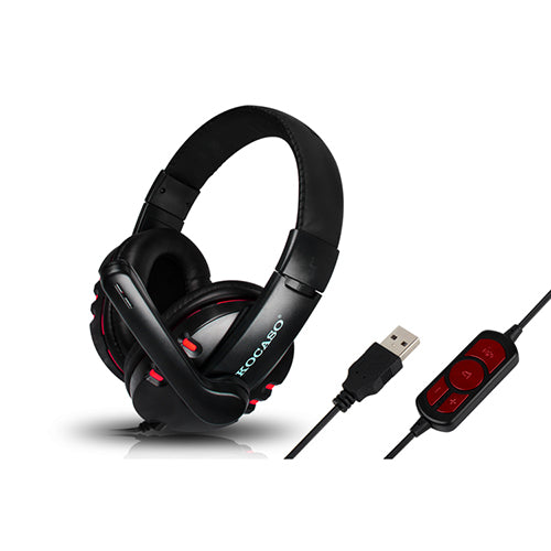 Dynamic Stereo Headphones with Adjustable Mic - Red