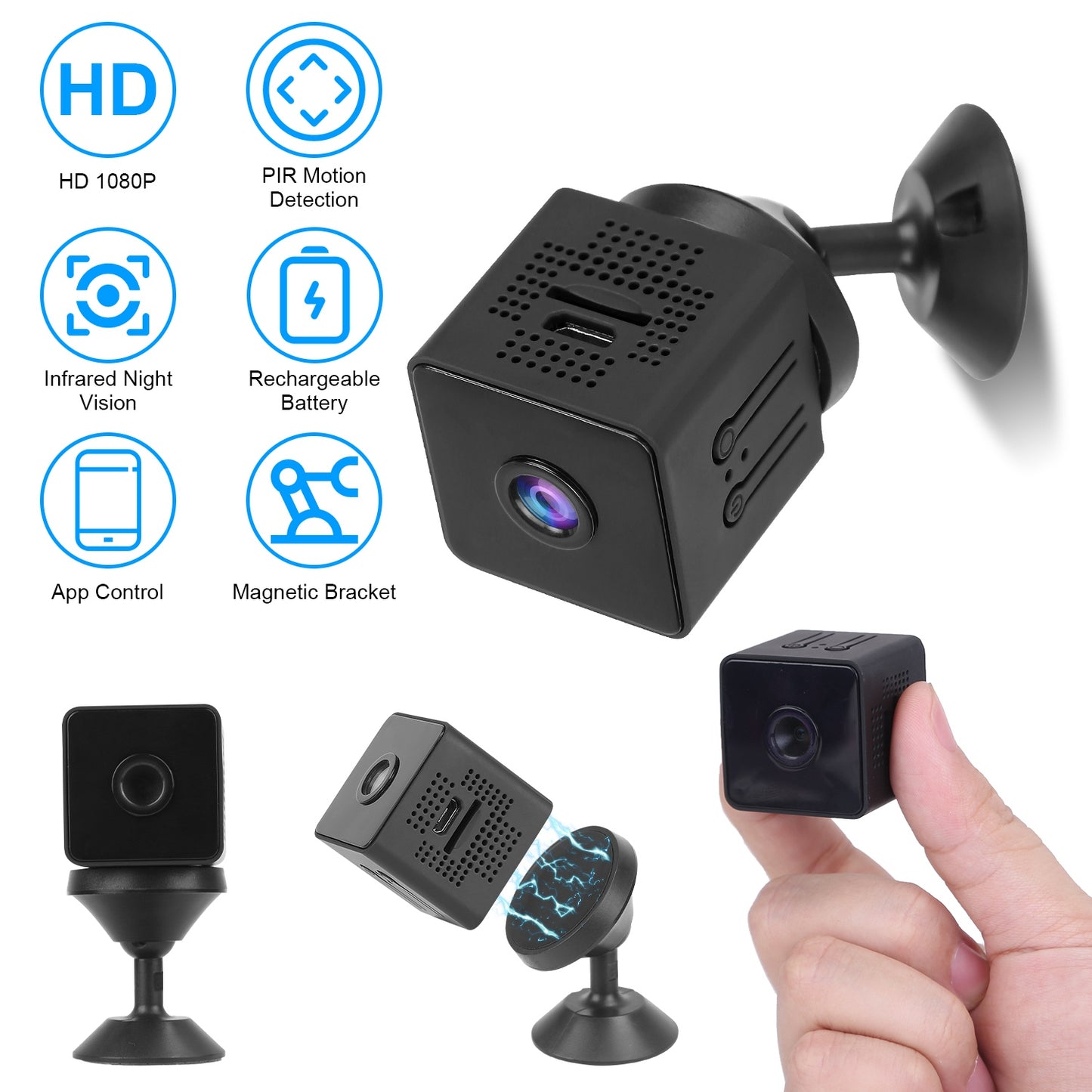 1080P WiFi Mini Security Camera with Night Vision & Motion Detection