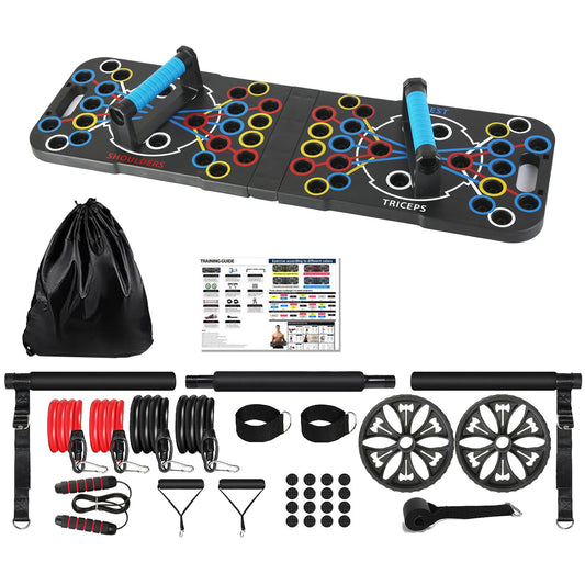 Push Up Board Home Gym Set with 15 Fitness Accessories