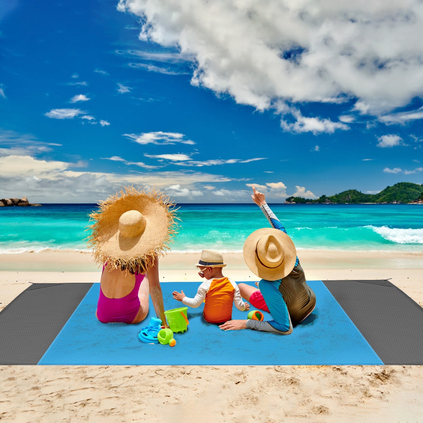 Sand Proof Picnic Blanket with Anchors and Carry Bag
