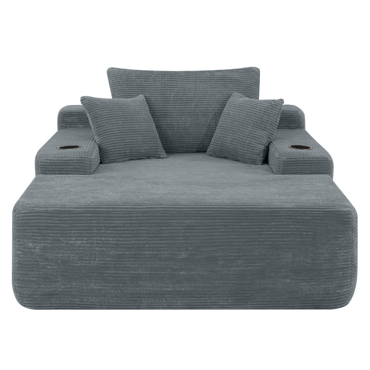Convertible Chaise Lounge Sleeper Sofa with Cup Holders & Pillows